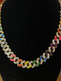 Rainbow link gem neck chain