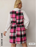 Plus Plaid Pattern Fold Pleated Hem Wool-Mix Dress Without Tee *NWOT Size 3X
