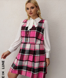 Plus Plaid Pattern Fold Pleated Hem Wool-Mix Dress Without Tee *NWOT Size 3X