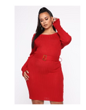 Fashion Nova Curve Waist Cinchin' Midi Sweater Dress - 2x Red